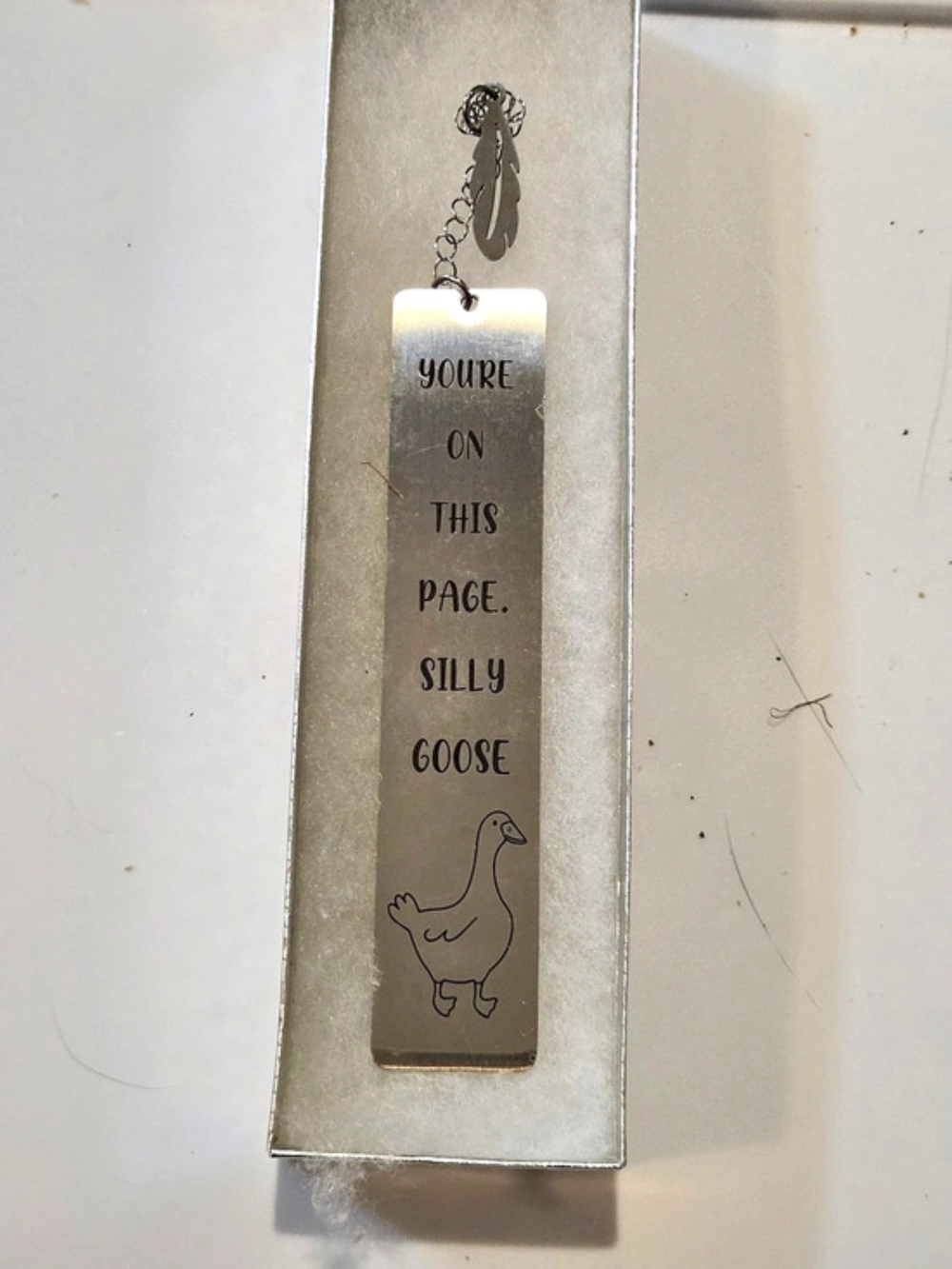 You're On This Page Silly Goose Metal Bookmark, Silver